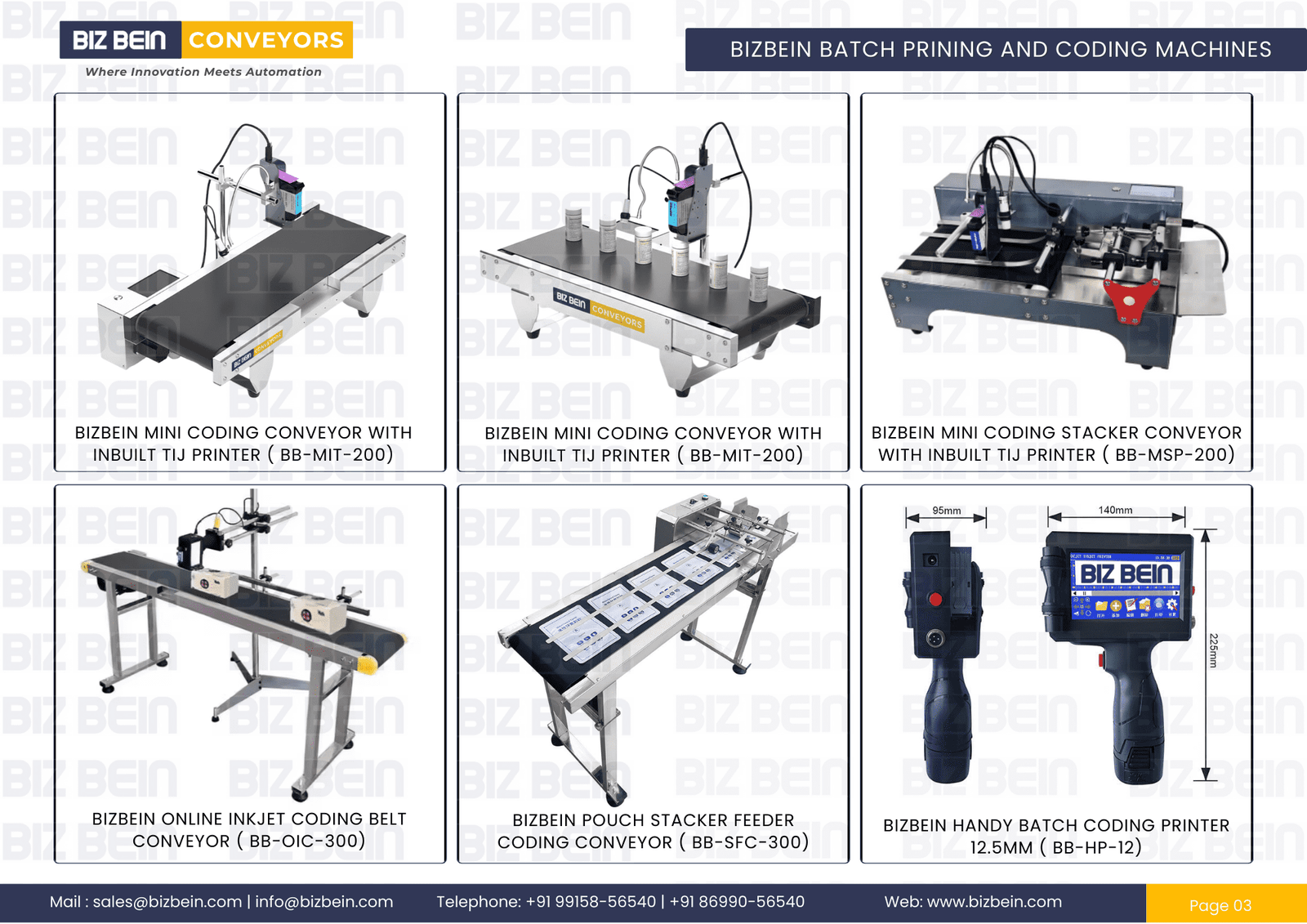 bizbein belt conveyor and packaging machinery