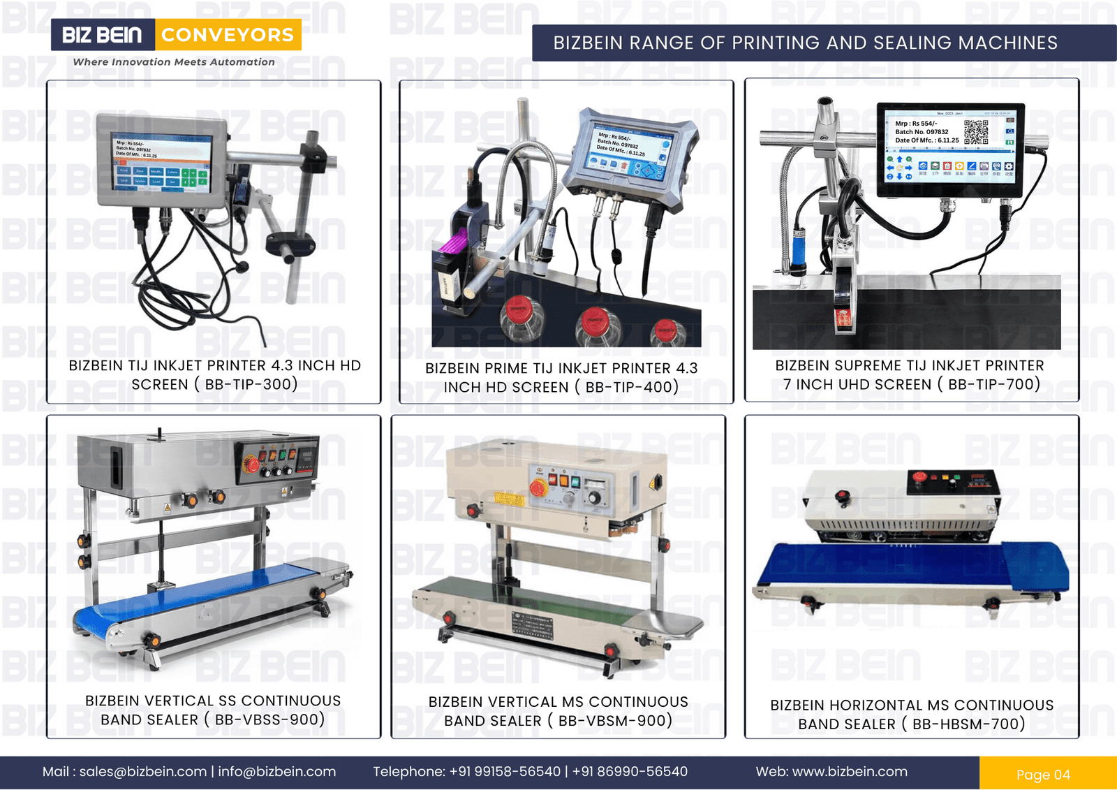 bizbein belt conveyor and packaging machinery