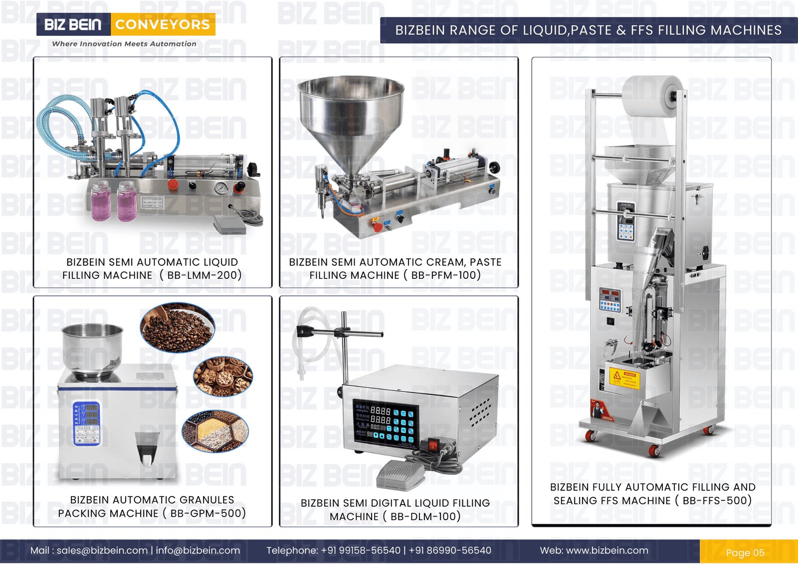 bizbein belt conveyor and packaging machinery