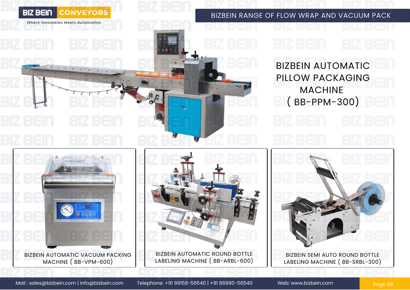 bizbein belt conveyor and packaging machinery